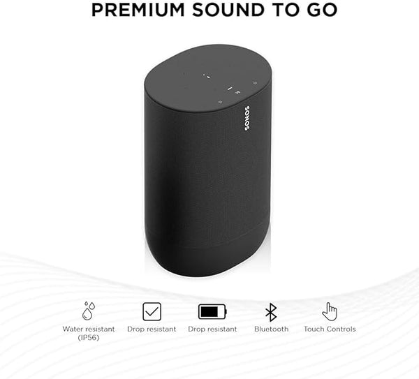 Sonos Move - Battery-Powered Smart Speaker, Wi-Fi and Bluetooth with Alexa Built-in - Black
